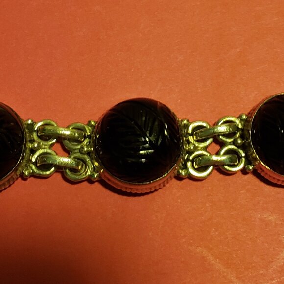 Vintage 925 Sterling Silver Black Onyx Bracelet - Picture 6 of 6